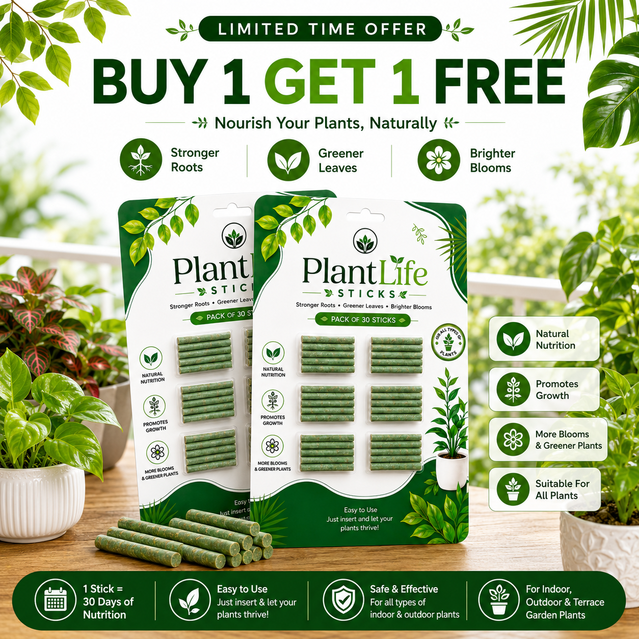 PlantLife Fertilizer Sticks  |  Buy 1 Get 1 FREE 🌿